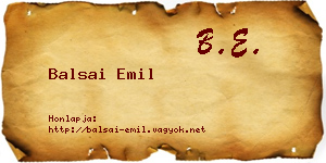 Balsai Emil névjegykártya